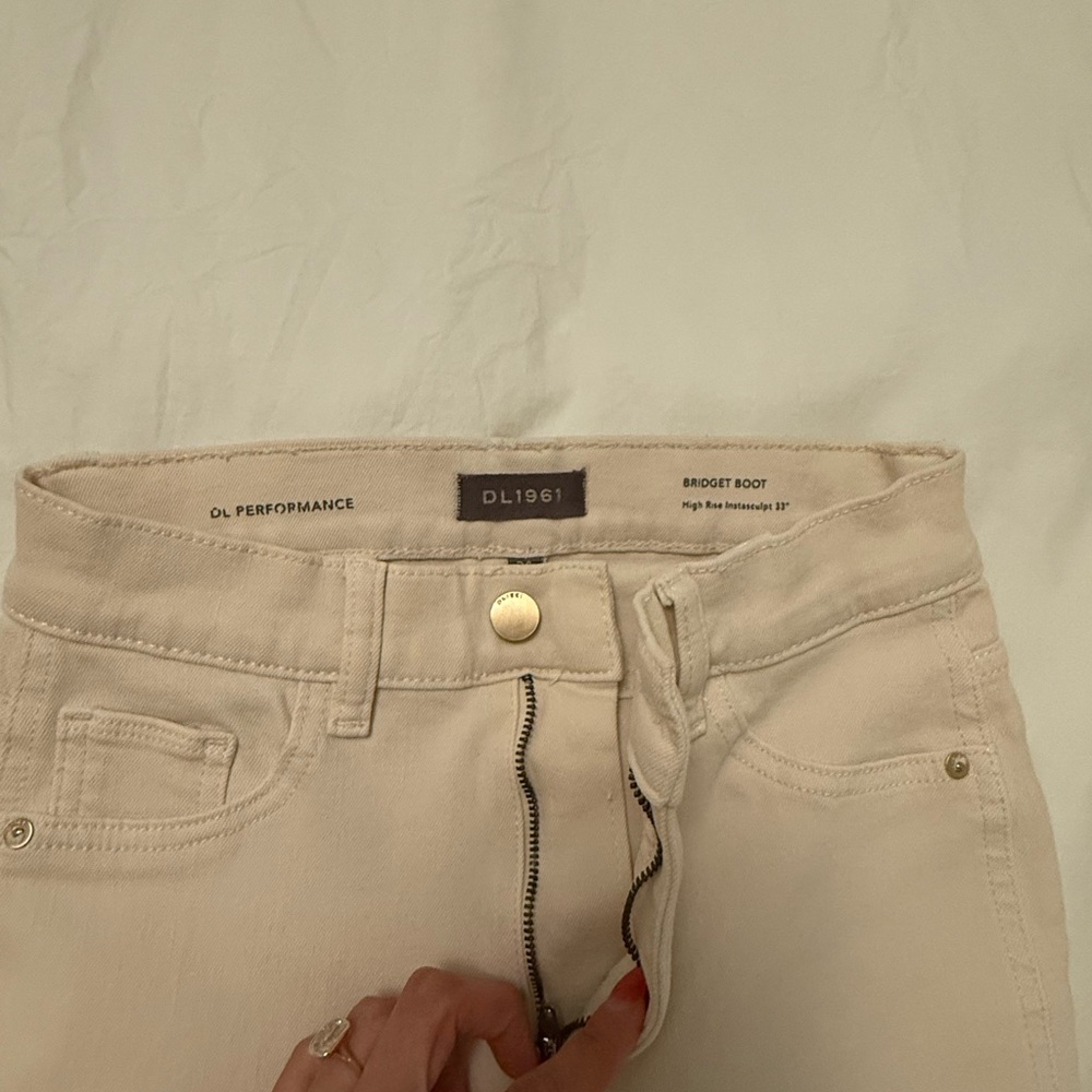 DL1961 Bridget Boot High-Rise Jeans in Off-White